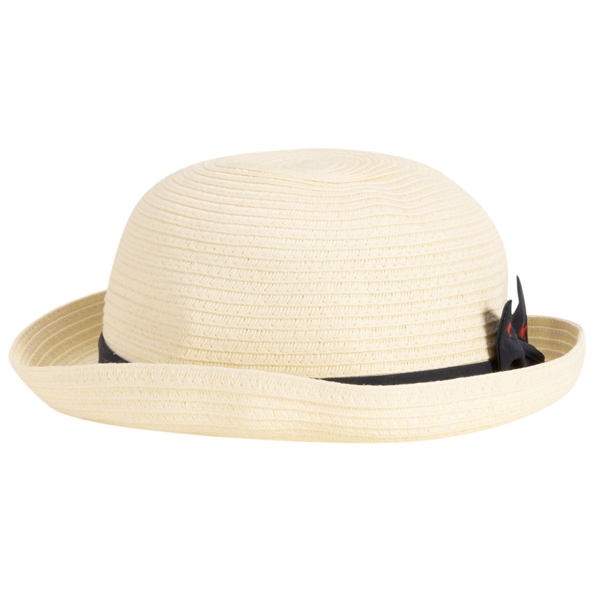 Sombrero bombín con cinta de mariposas y lazo para bebé niña 