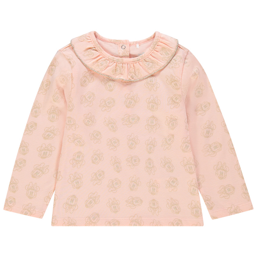 T-shirt manches longues à col volanté et  imprimé Minnie Disney 