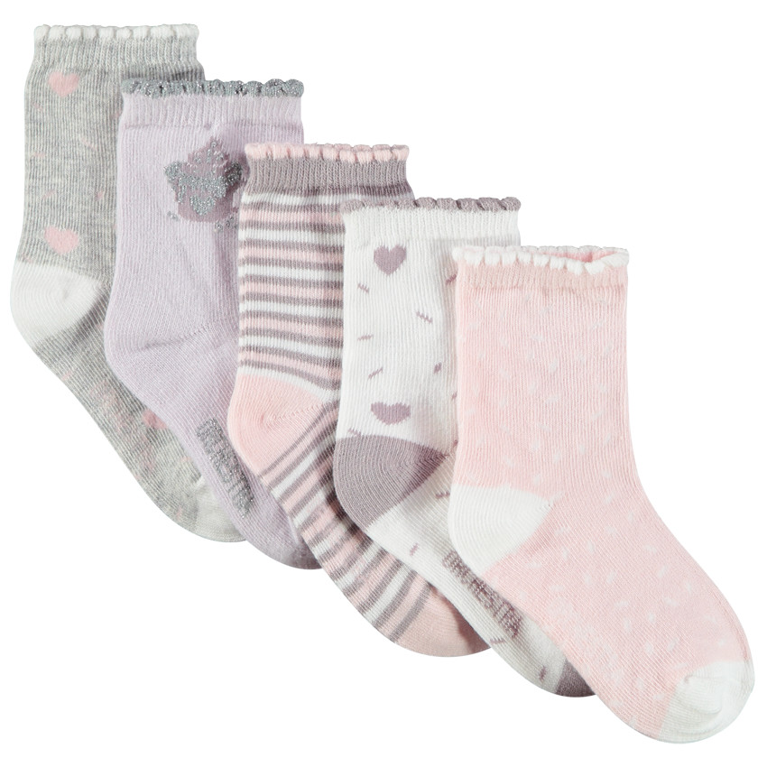 Lot de 5 paires de chaussettes fantaisies pour bébé fille Main Lot de 5 paires de chaussettes fantaisies pour bébé fille