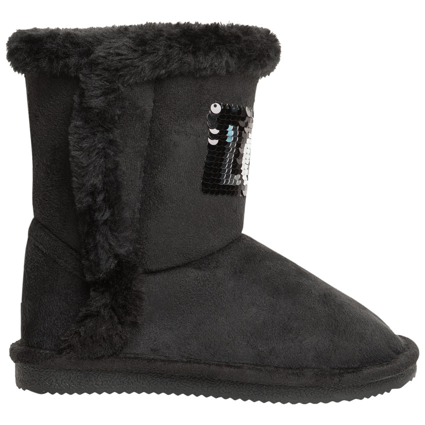 Botines negros para niña con texto de lentejuelas mágicas 