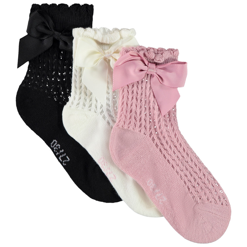Pack de 3 pares de calcetines normales con nudos para niña 