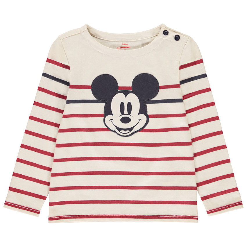 Camiseta de rayas de Mickey Disney con mangas largas para niño 