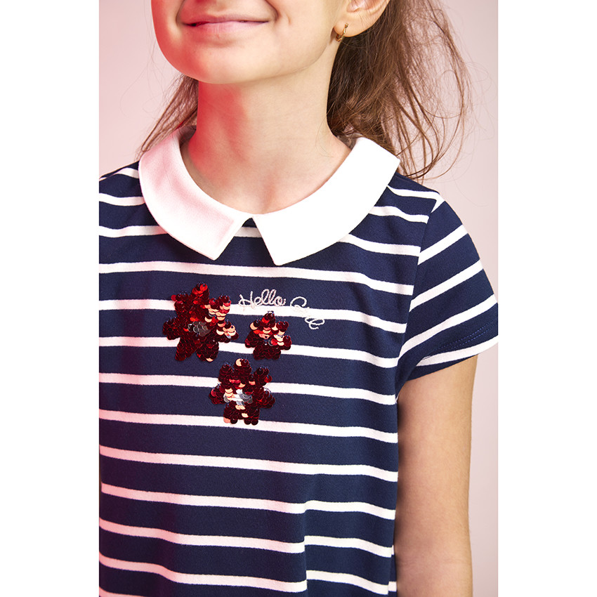 Vestido de felpa rayado con lentejuelas mágicas para niña 