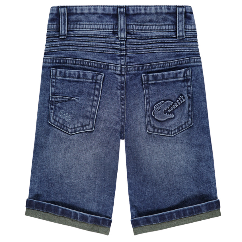 Bermudas vaqueras con efecto desgastado y arrugado con pespuntes  Additional Bermudas vaqueras con efecto desgastado y arrugado con pespuntes