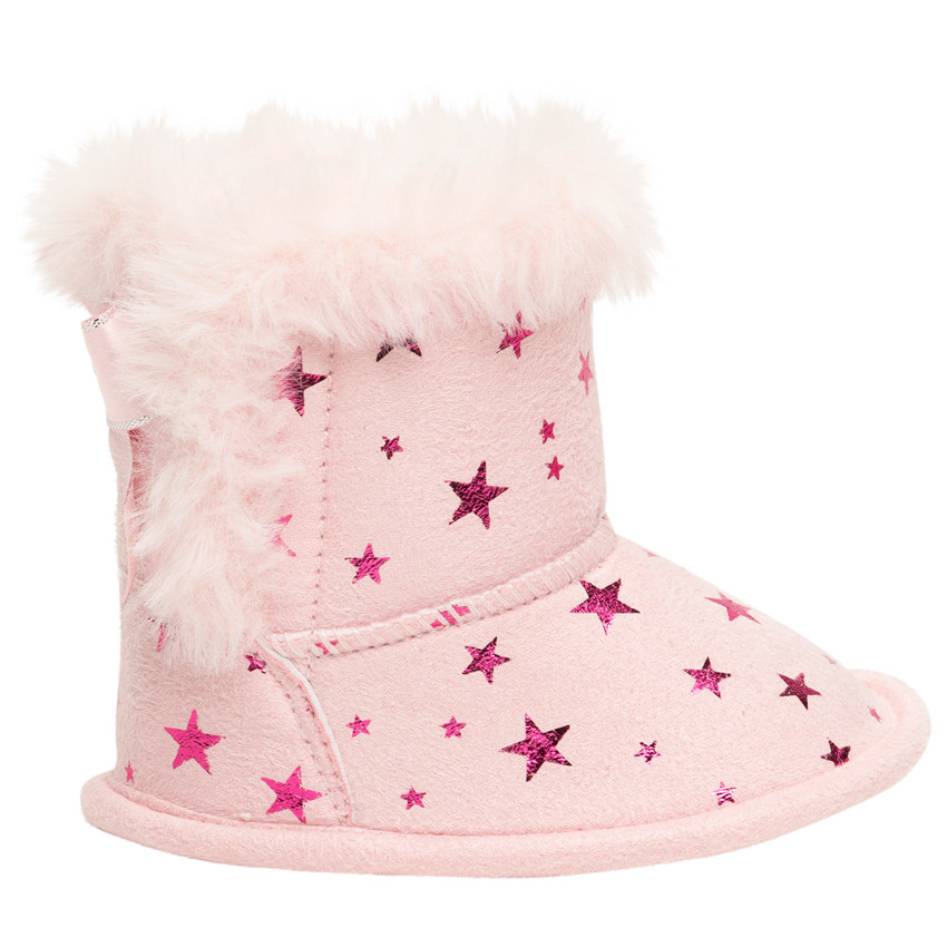 Botines suaves para bebé niña con estrellas y forro de peluche 