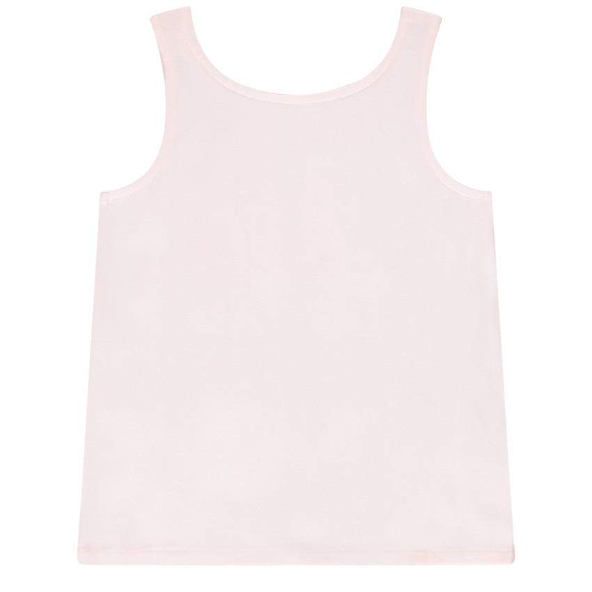 Camiseta sin mangas efecto nudo con estampado fantasía y lentejuelas niña 