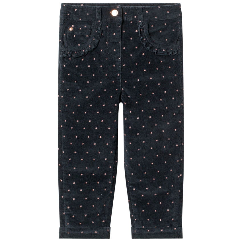 Pantalón de terciopelo con forro polar y estampado gráfico 