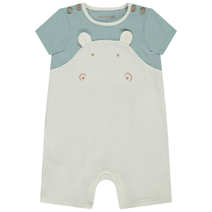 Combinaison de manga corta bordada de hipopótamo + orejas 3D para bebé niño 