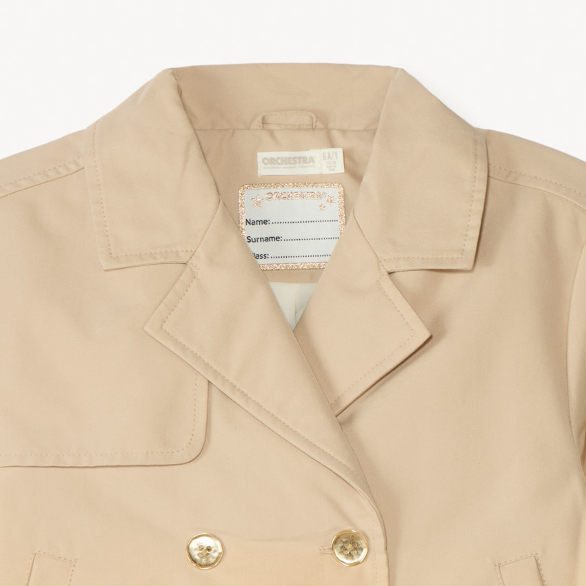 Trench corto liso de tela para niña 