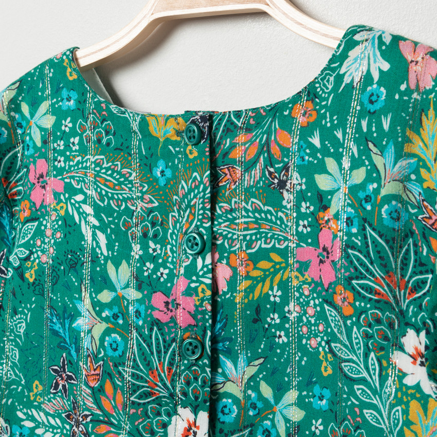 Vestido de manga larga verde con estampado de flores  Additional Vestido de manga larga verde con estampado de flores