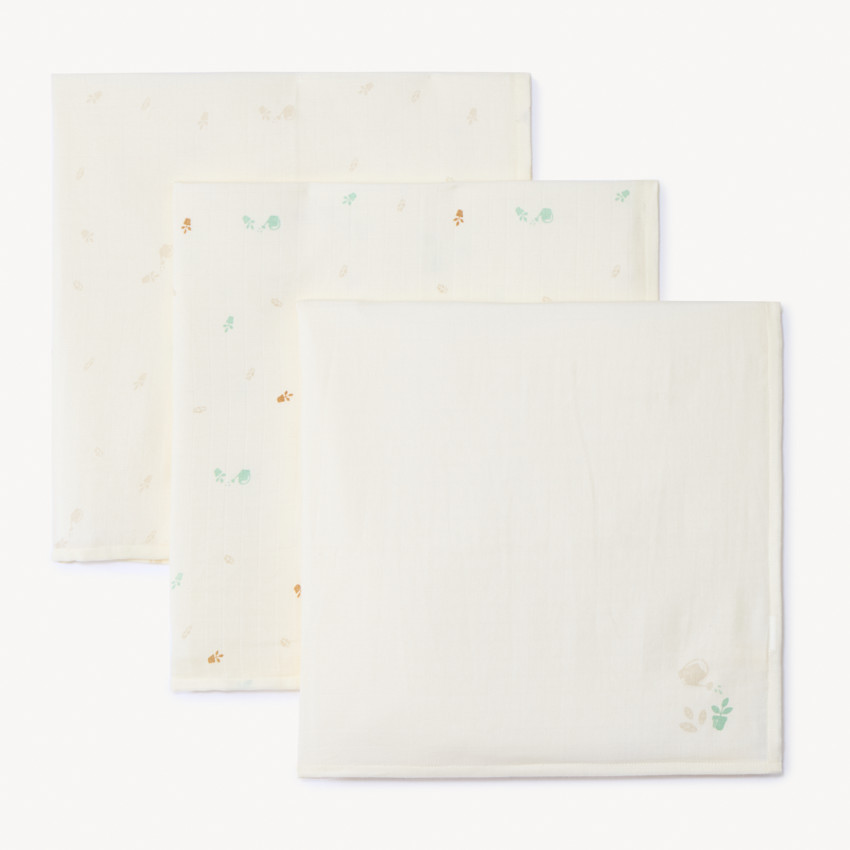 Lote de 3 muselinas con estampado de hojas para bebé 