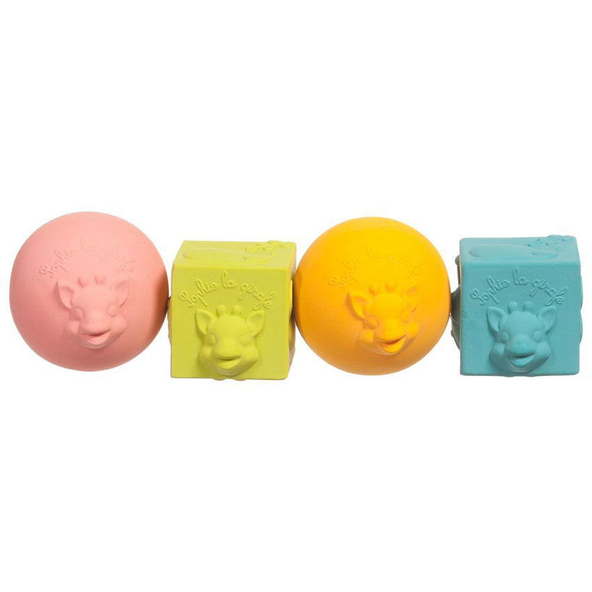 Juego de formas Sophie la Girafe 2 cubos  2 pelotas 