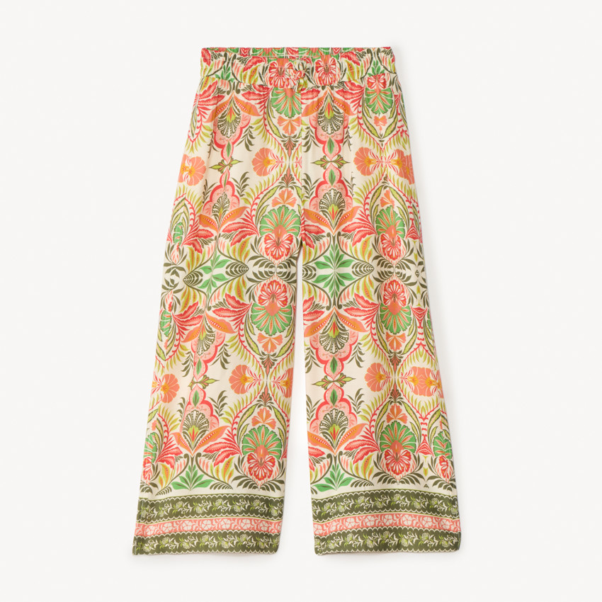 Pantalón ancho y fluido con estampado original para niña 