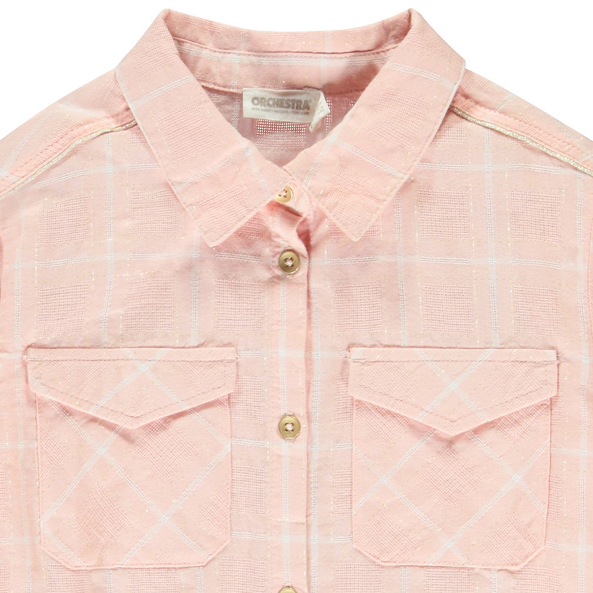 Camisa de manga larga abullonada a cuadros para niña 