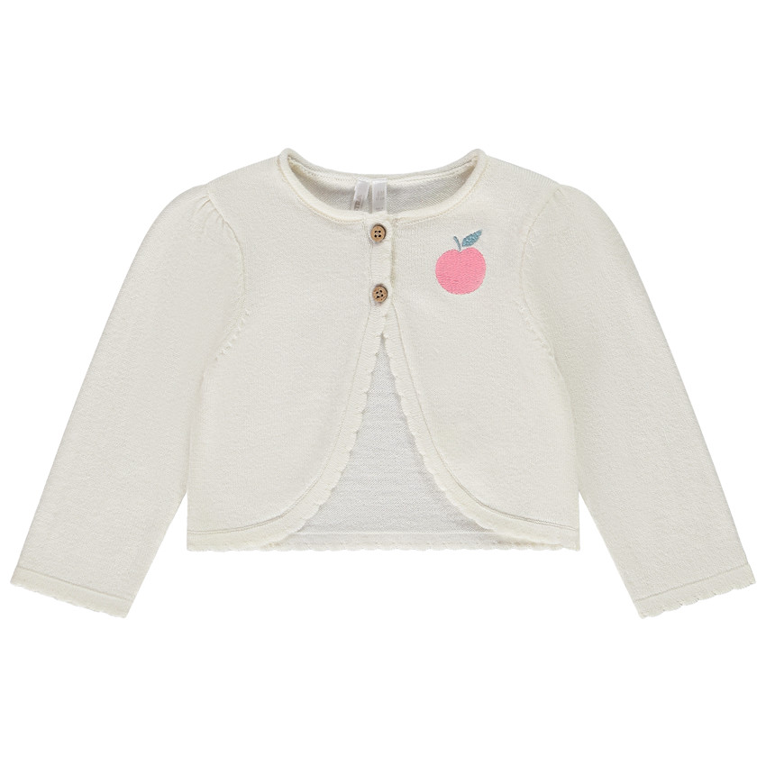 Chaleco de punto con bordado de manzana para bebé niña 