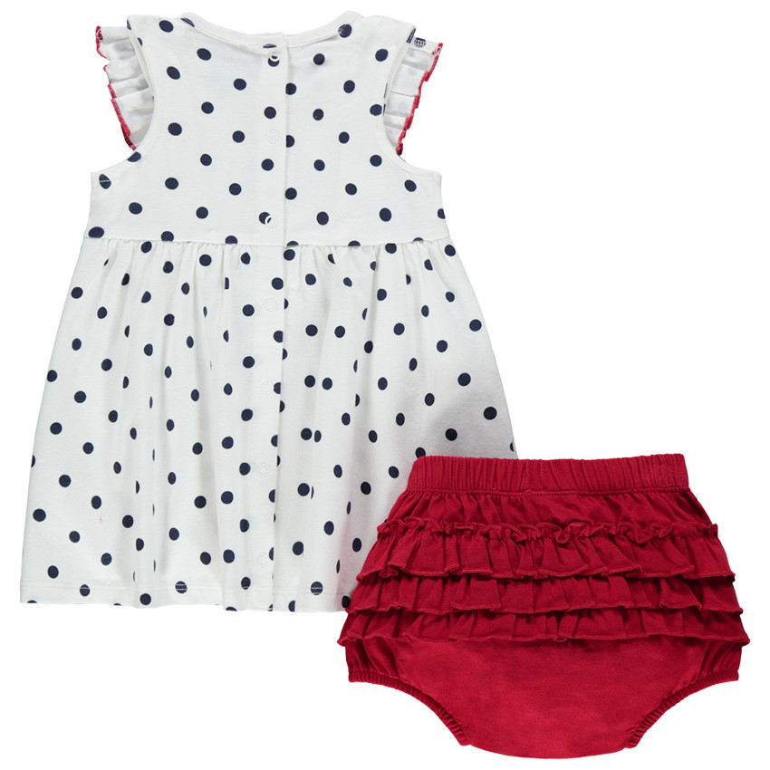 Conjunto de vestido con lunares Disney Minnie y pololo con volantes 