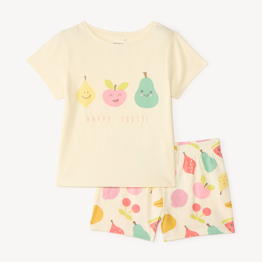 Conjunto de pijama corto de 2 piezas con estampado de frutas para niña 