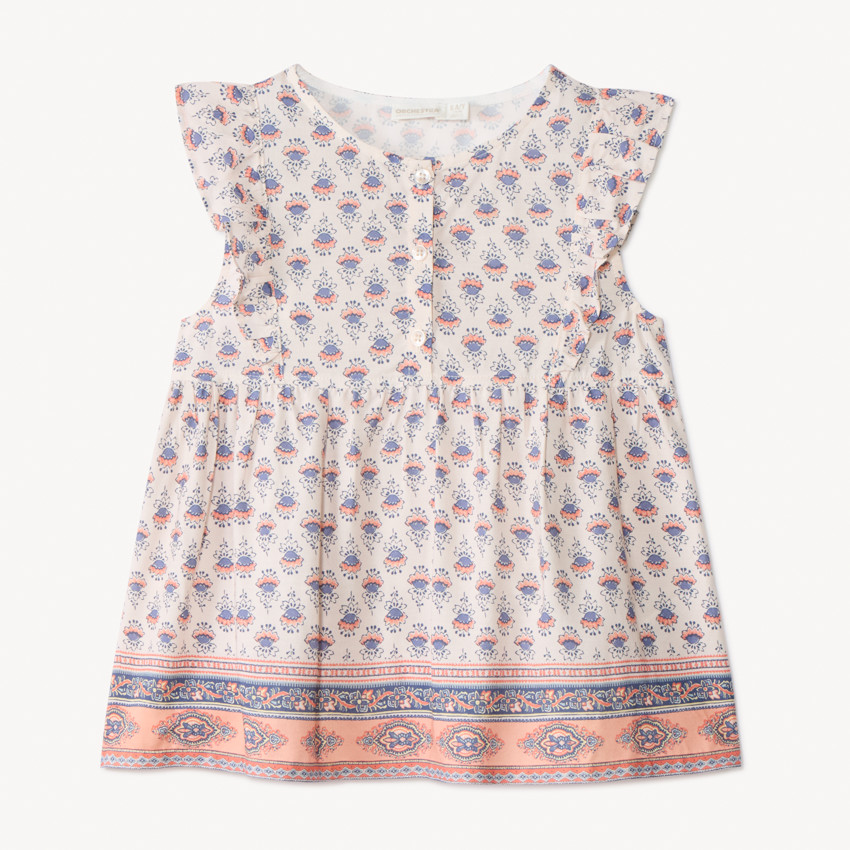 Túnica de manga corta con estampado de flores para niña 