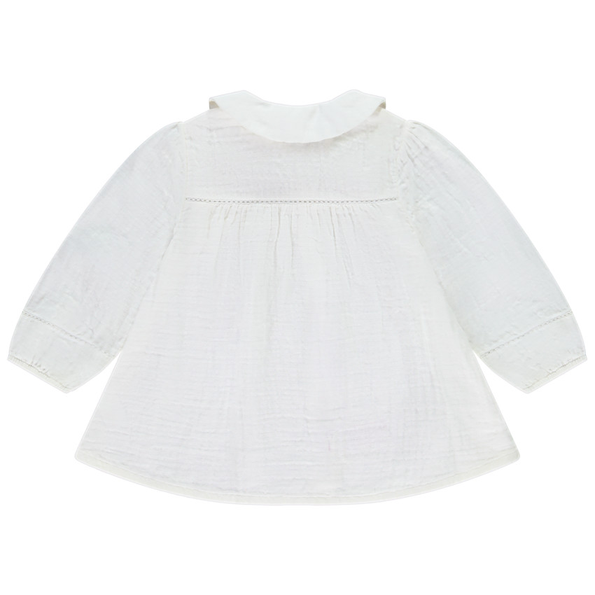 Túnica de manga larga unicolor con cuello claudine bordado para bebé niña  Additional Túnica de manga larga unicolor con cuello claudine bordado para bebé niña