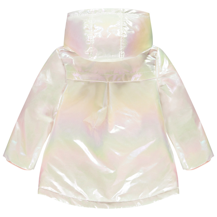 Chubasquero iridiscente forrado de sherpa suave para niña bebé 