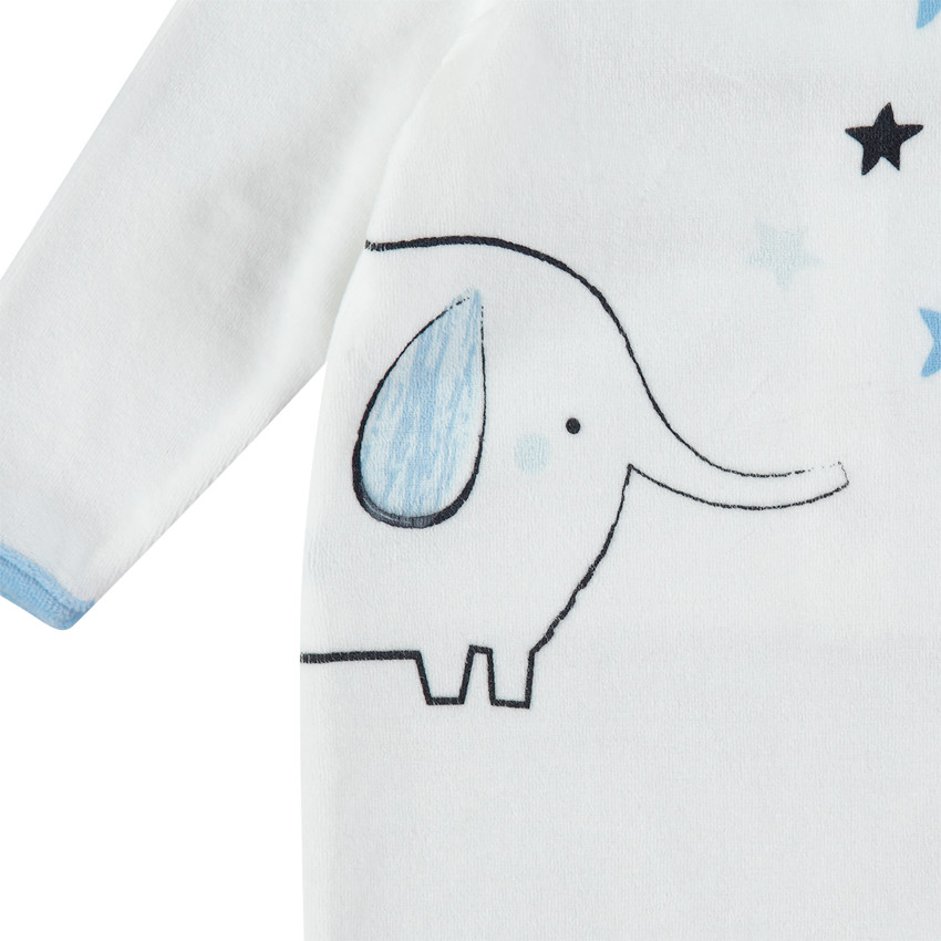 Pijama de terciopelo con estrellas y elefantes estampados 