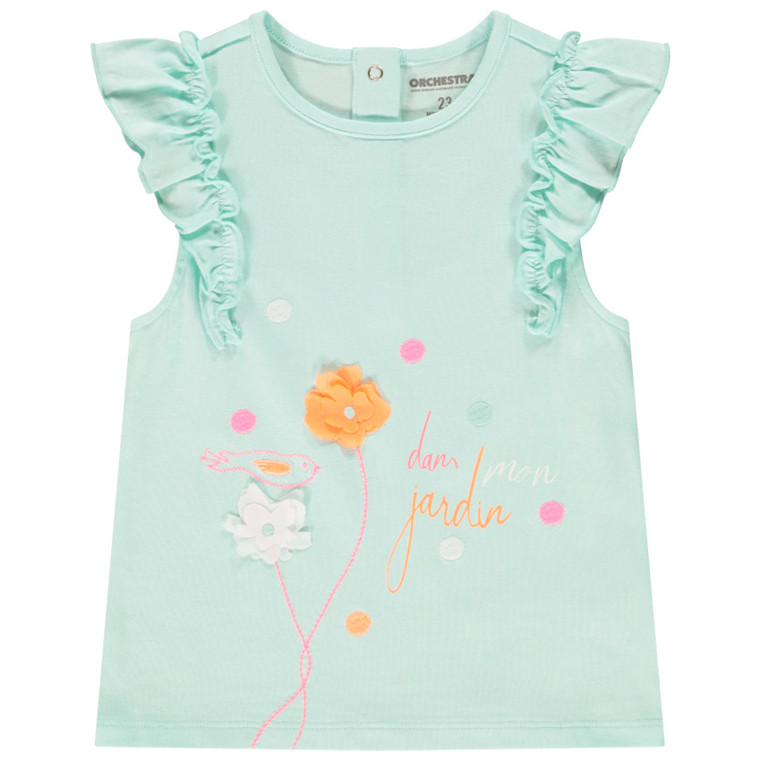 Camiseta sin mangas y volantes 