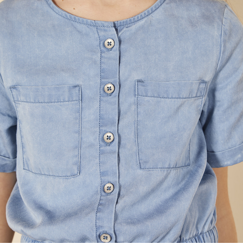 Vestido de manga corta efecto vaquero para niña  Additional Vestido de manga corta efecto vaquero para niña