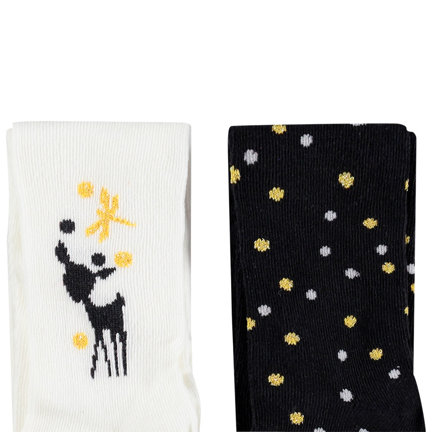 Pack de 2 leotardos gruesos con estampado de animal y lunares en jacquard 