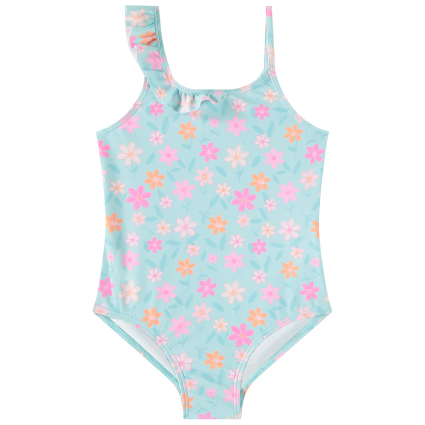 Bañador de una pieza con estampado de flores para niña 