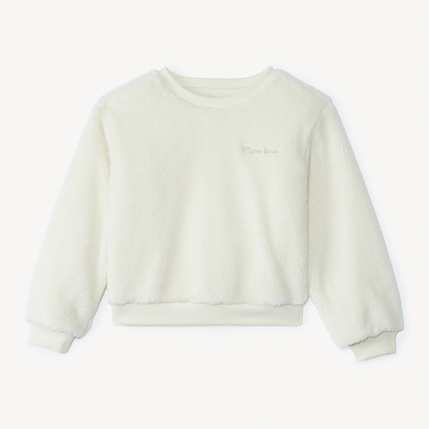 Sudadera oversize de sherpa con efecto de piel de borrego para niña 