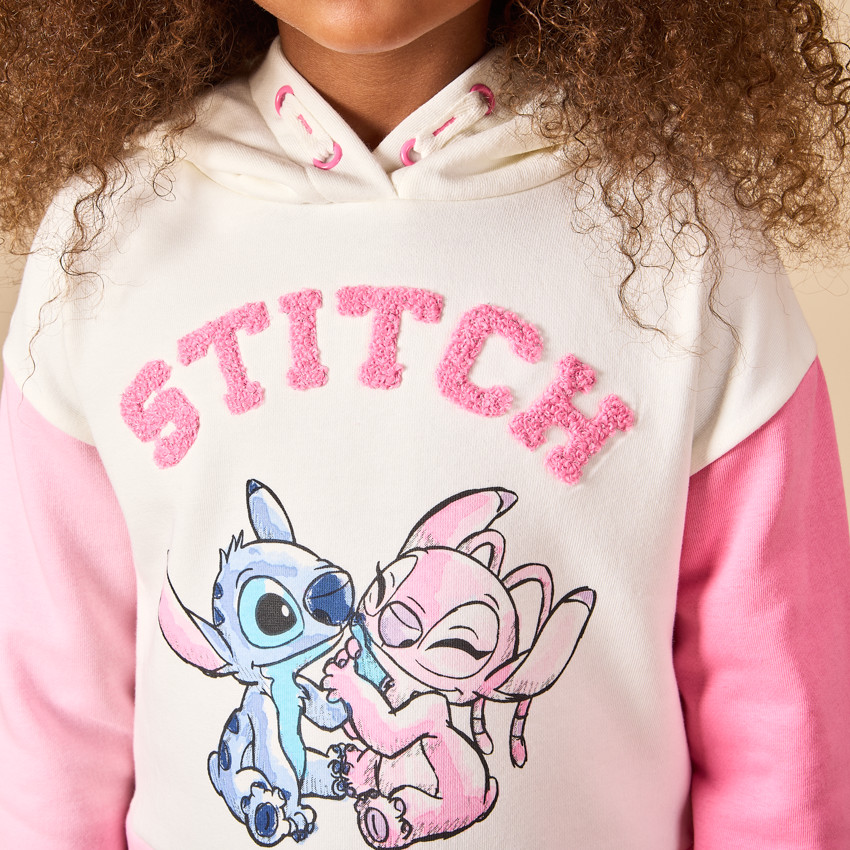 Vestido de felpa efecto colorblock con estampado de Stitch Disney para niña 
