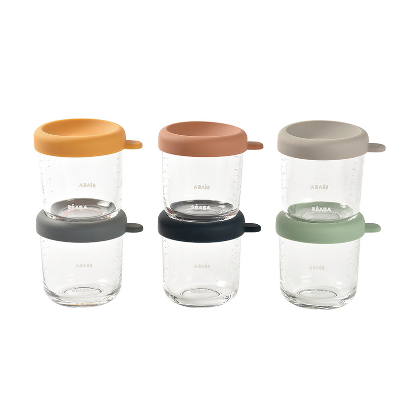 Set de 6 botes pequeños de vidrio 250 ml color sunrise 