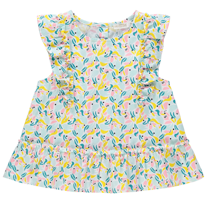 Tunique à manches volantées imprimée all-over 