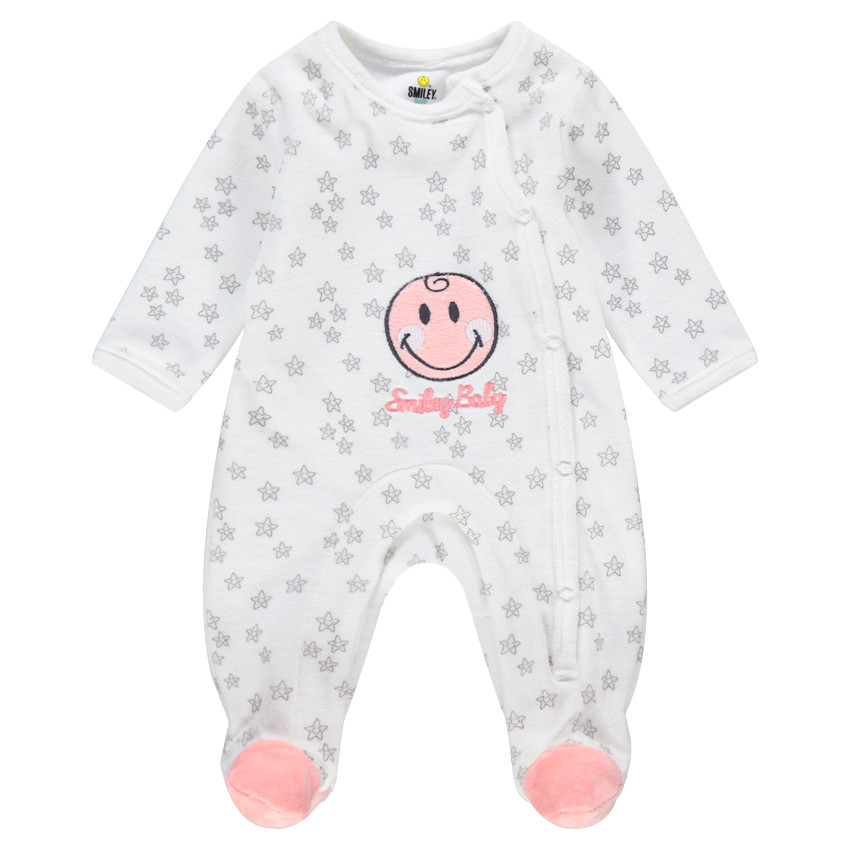 Pijama de terciopelo con ©Smiley cosido e inscripción bordada 