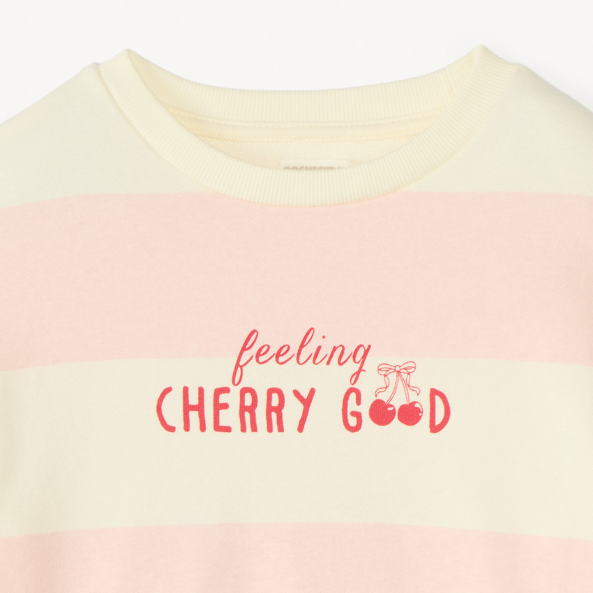 Sudadera de felpa rayada con estampado de fantasía para niña. 