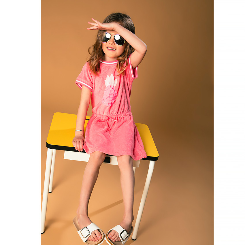 Vestido de playa de rizo para niña 