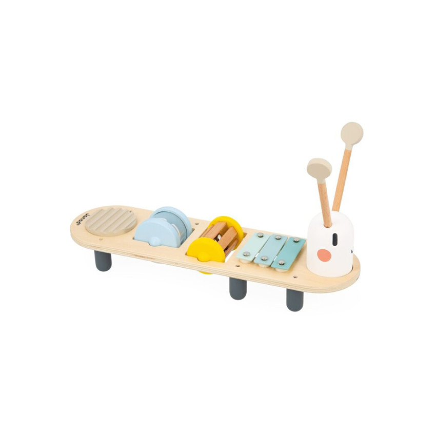 Juego musical de madera con forma de oruga y 5 instrumentos para bebé desde 12 meses 