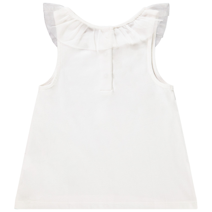 Camiseta sin mangas con cuello de tul para bebé niña 