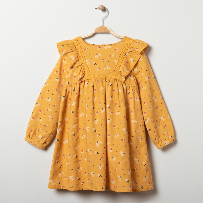 Vestido de manga larga estampado fantasía y volantes Main Vestido de manga larga estampado fantasía y volantes