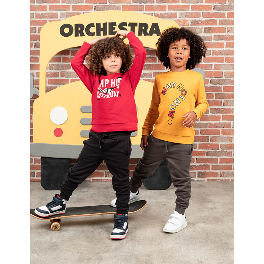 Jogging en molleton à inscription printée fantaisie 