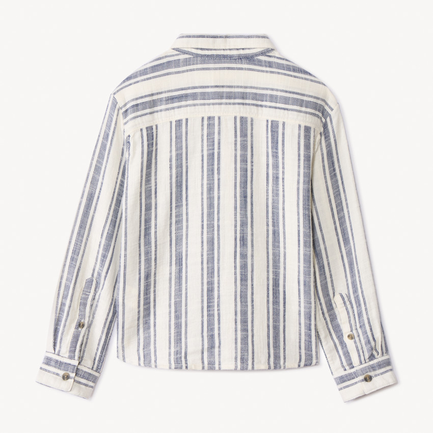 Camisa de rayas con gran bolsillo para niño 