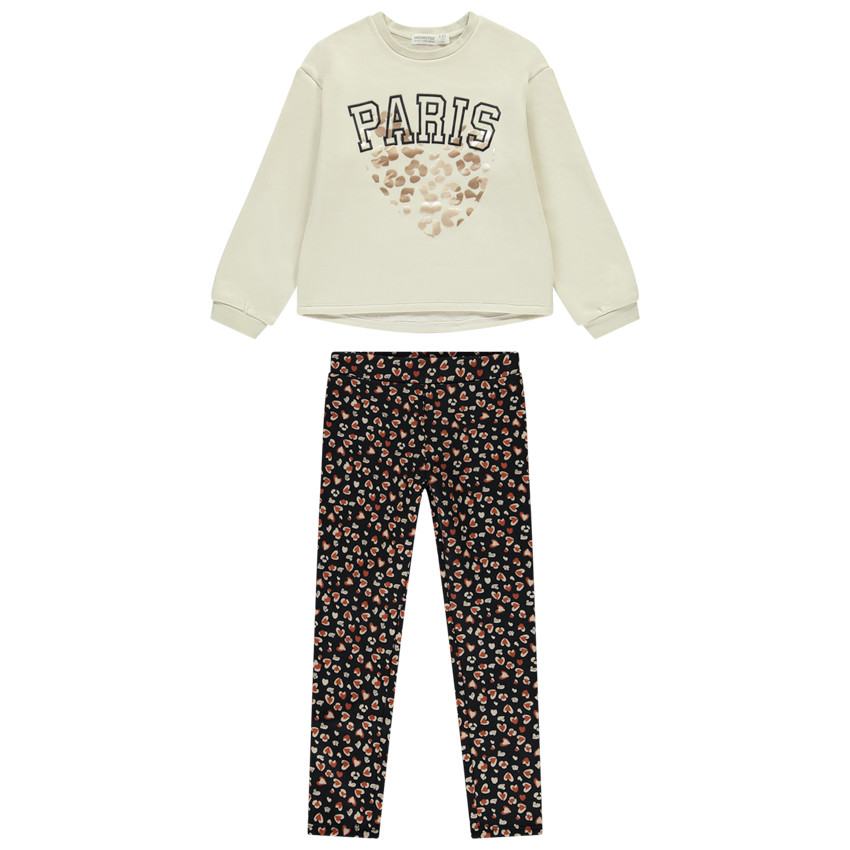 Conjunto de chándal con diseño + sudadera forrada de sherpa para niña 