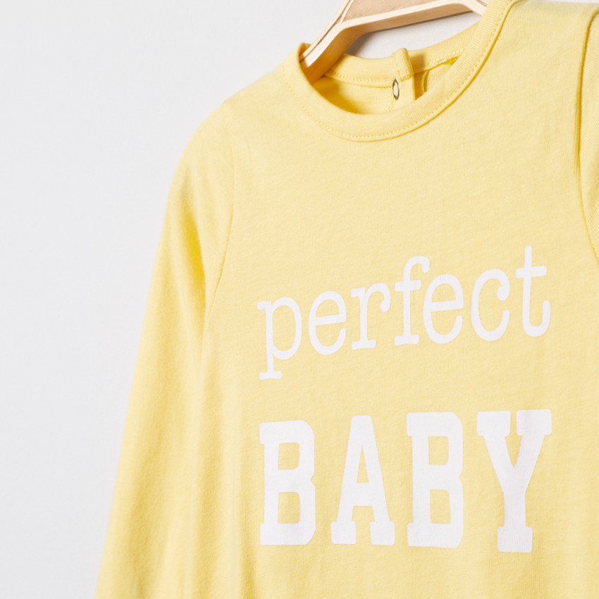 Pelele jersey liso con mensaje estampado  