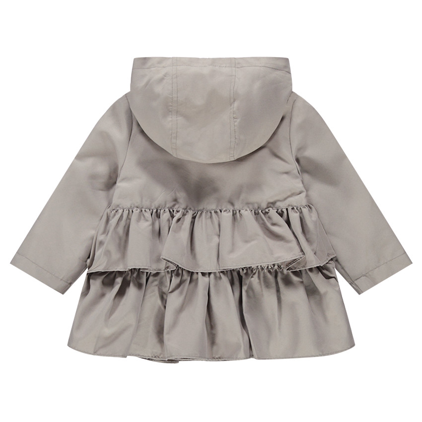 Trenca color sepia con volantes y forro de borreguillo 