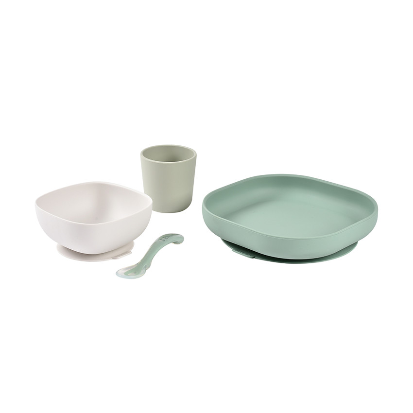 Coffret repas 4 pièces en silicone sage green 