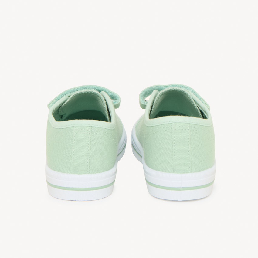 Zapatillas bajas de lona con cordones elásticos y velcro para niño 