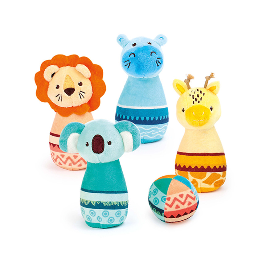 Jeu de 4 quilles en tissus Animaux de la savane 