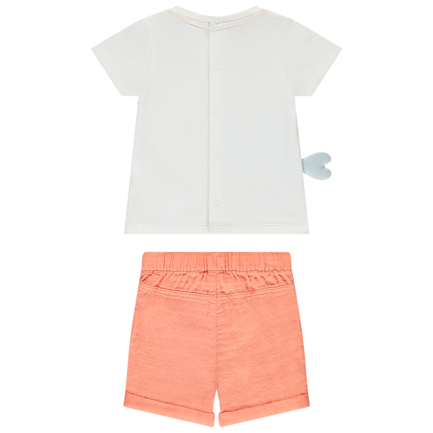 Conjunto de camiseta manga corta y pantalón corto con estampado de ballena para bebé niño 