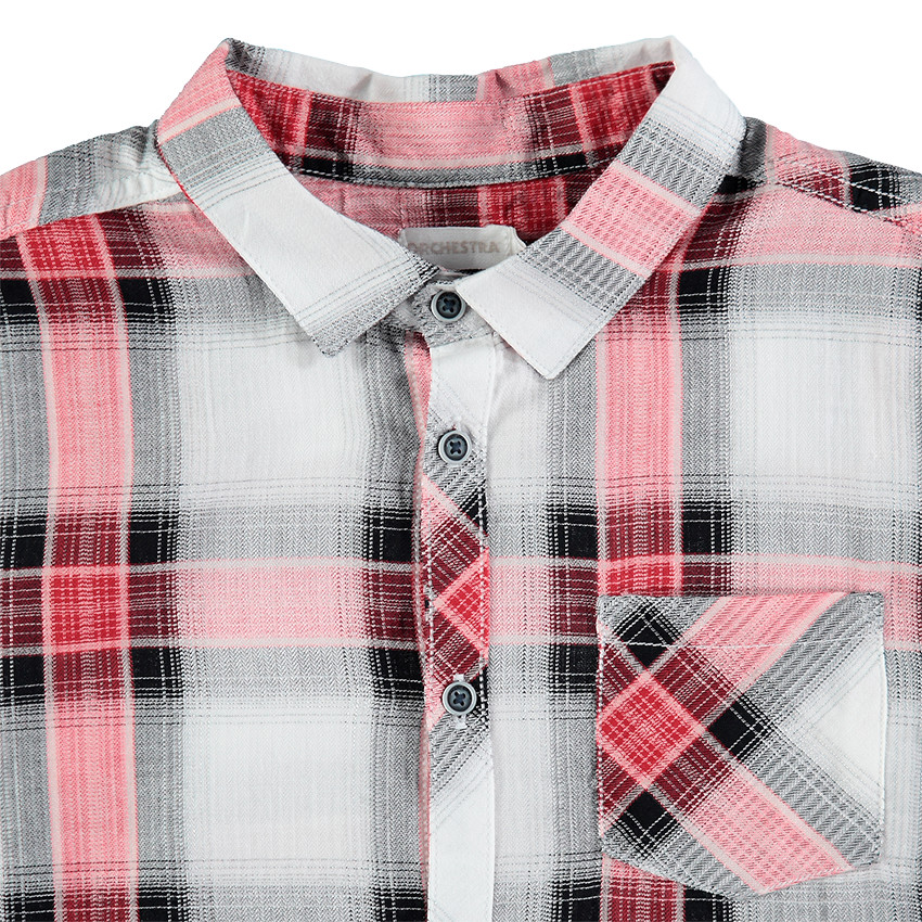 Júnior - Camisa de manga larga de grandes cuadros en contraste con bolsillo 