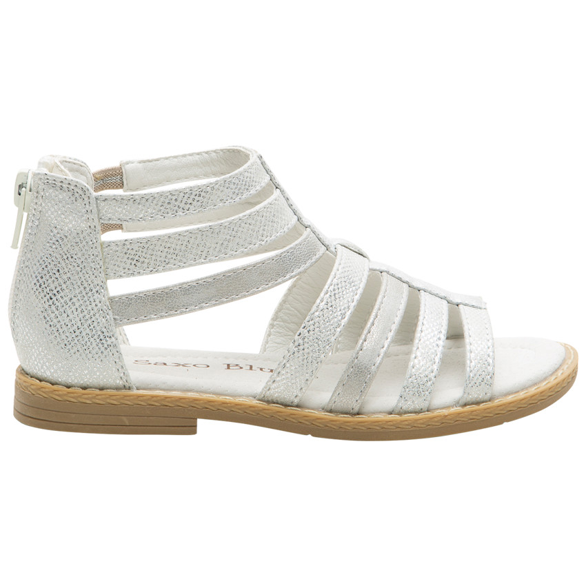 Sandalias texturizadas plateadas con cierre de cremallera para niña 